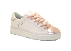 SCARPA ALLACCIATA P001 DONNA IN PELLE LAMINATA IVORY ROSE GOLD